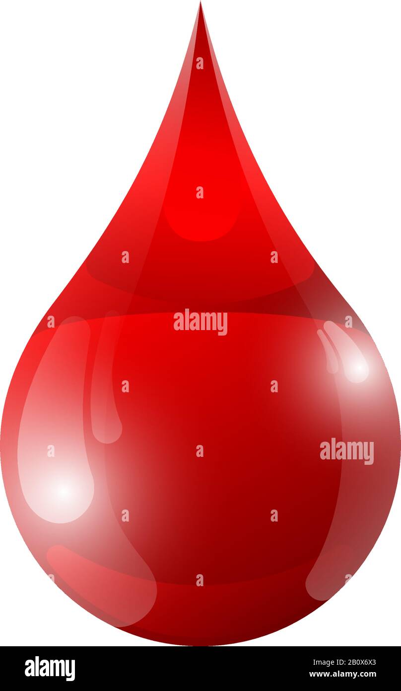 Immagine vettoriale isolata con goccia lucida 3d di liquido ematico rosso Illustrazione Vettoriale
