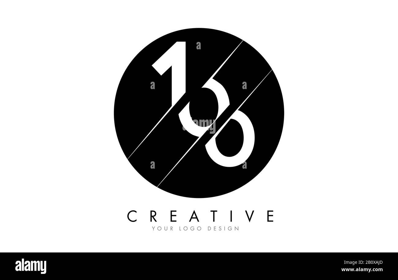100 1 0 Logo di numeri con un taglio creativo e sfondo cerchio nero. Design creativo del logo. Illustrazione Vettoriale