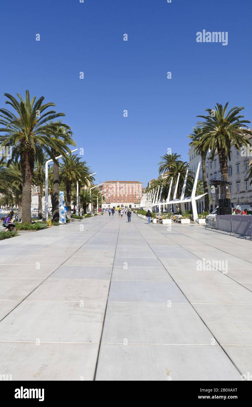 Promenade, Split, Mare Adriatico, Dalmazia, Croazia, Sud-Est Europa, Foto Stock