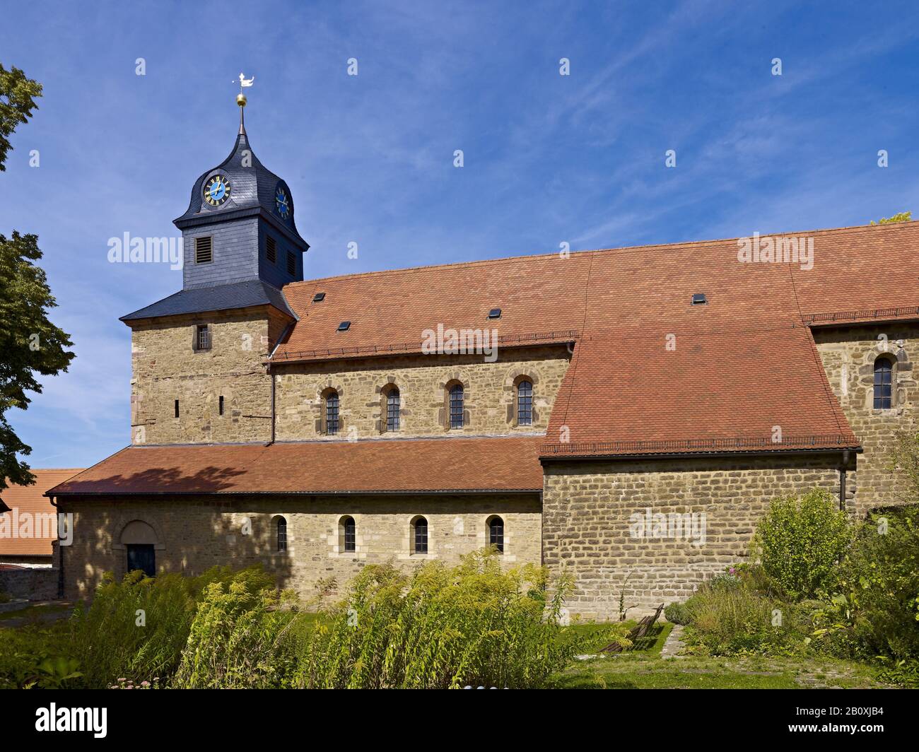 Chiesa romanica di Klostermansfeld, Sassonia-Anhalt, Germania, Foto Stock