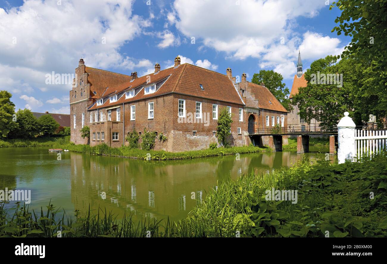 Hinta Castle, Hinte, Aurich County, East Frisia, Bassa Sassonia, Germania, Foto Stock