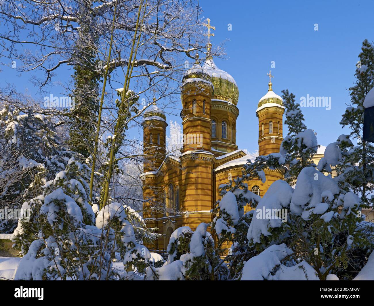 La cappella ortodossa russa nel cimitero storico, Weimar, Turingia, Germania, Foto Stock