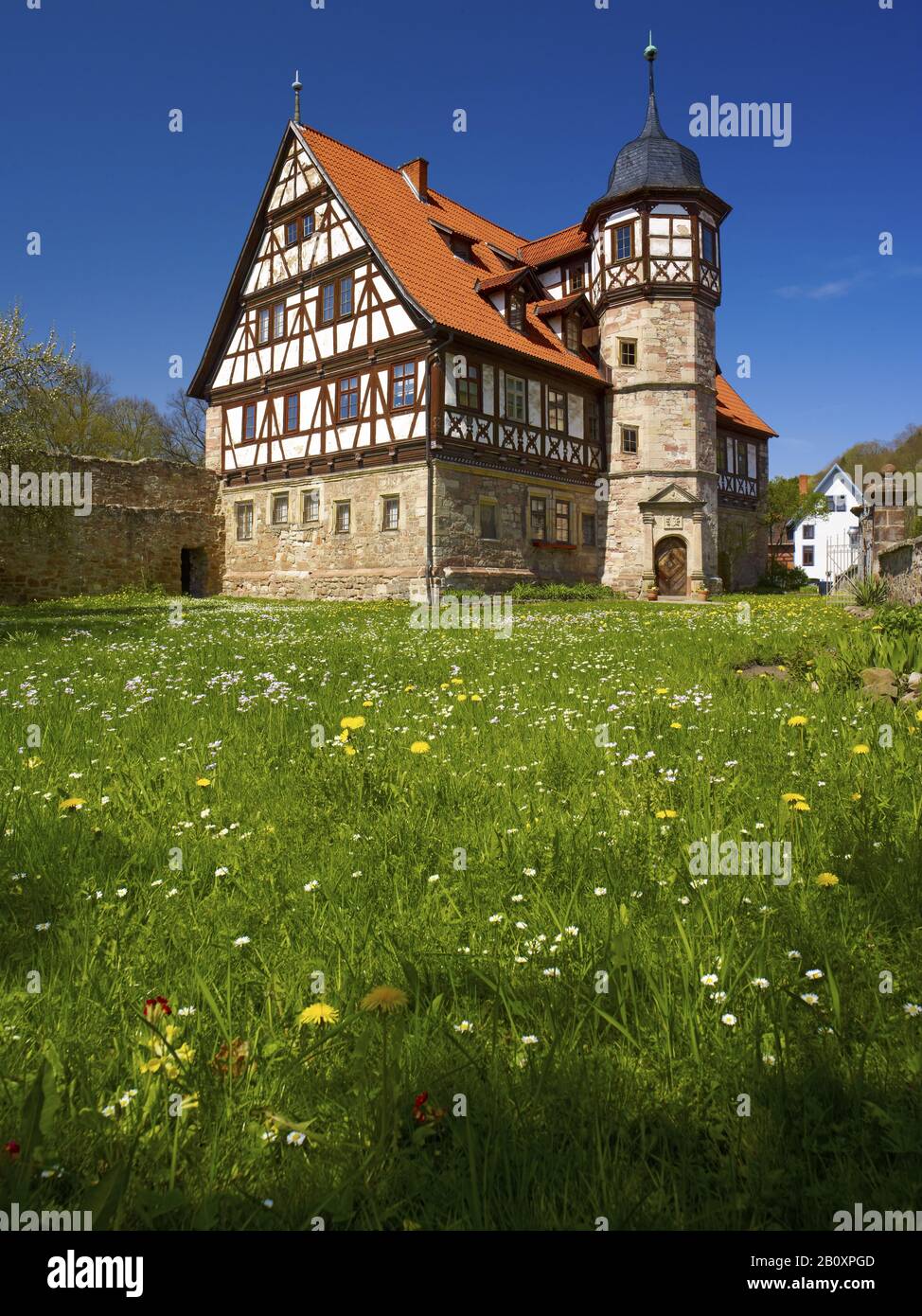 Ex convento femminile a Wasungen, distretto di Schmalkalden-Meiningen, Turingia, Germania, Foto Stock