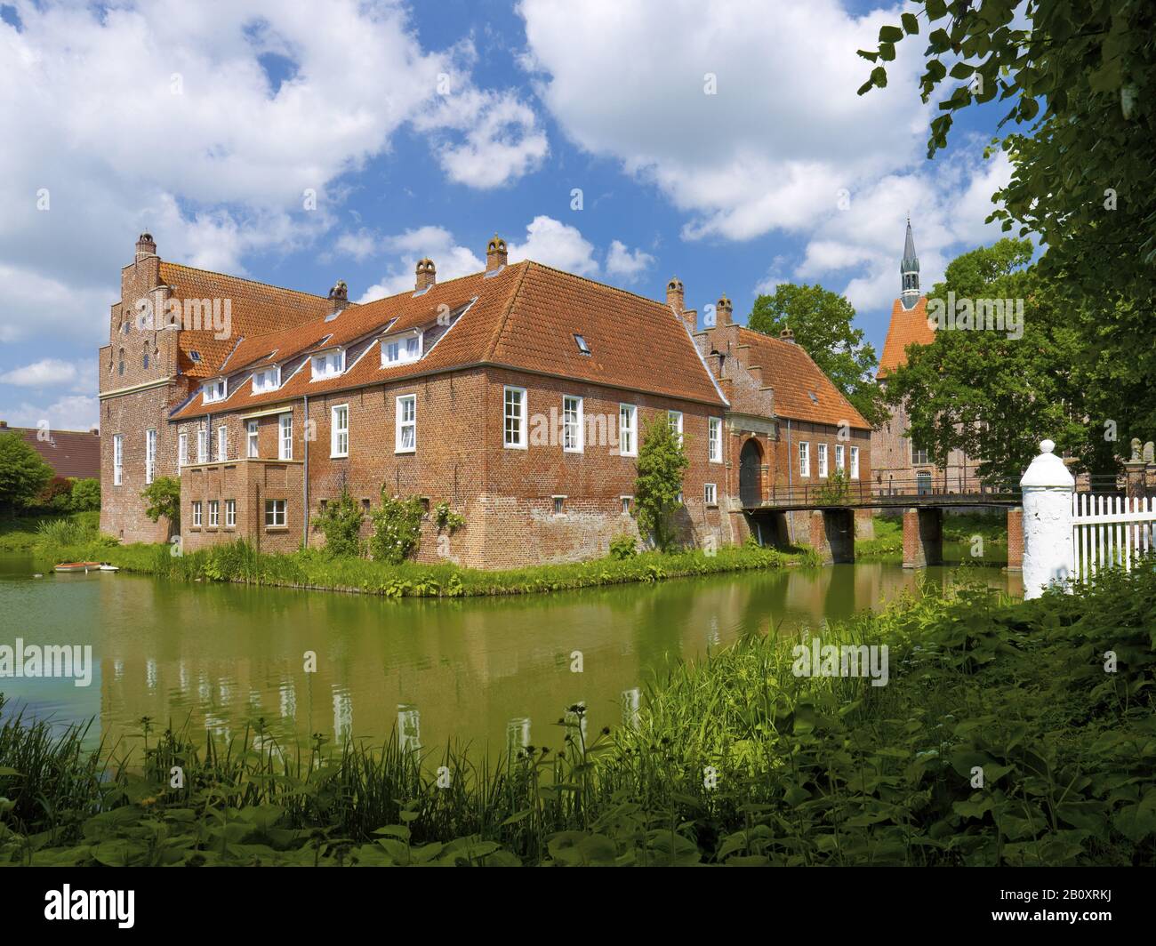 Hinta Castle, Hinte, Aurich County, East Frisia, Bassa Sassonia, Germania, Foto Stock