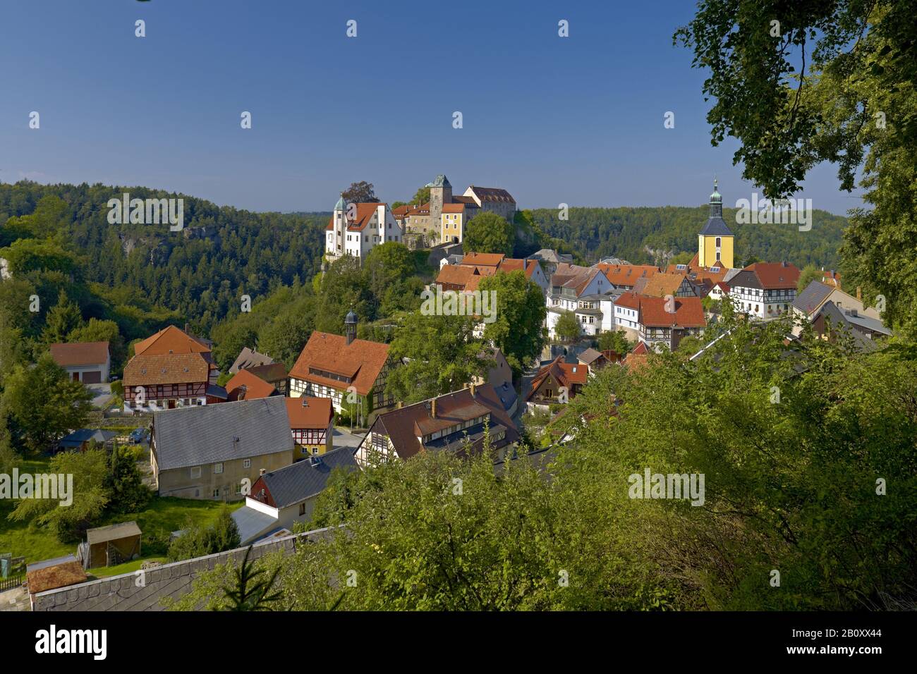 Hohnstein, Montagna Sassone Svizzera-Est Ore, Sassonia, Germania, Foto Stock