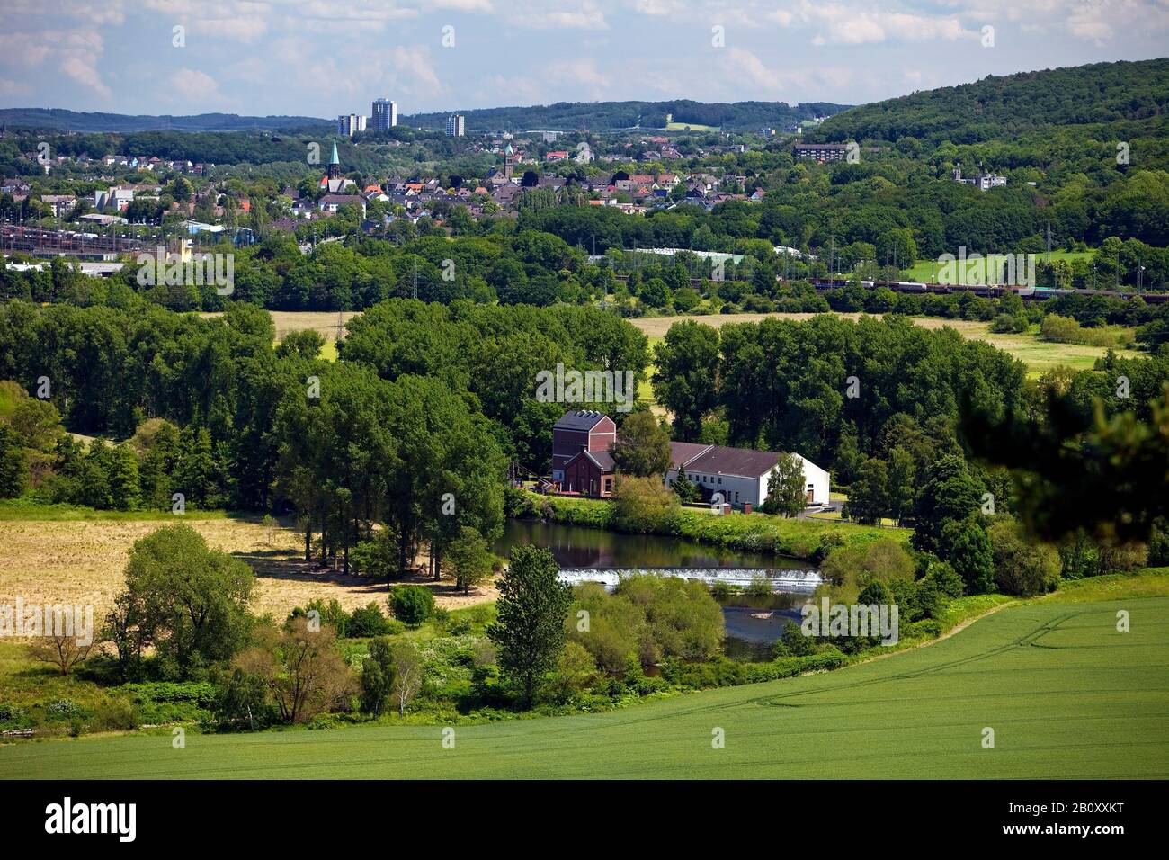 Vista da volmarstein alla Valle della Ruhr, Germania, Renania Settentrionale-Vestfalia, zona della Ruhr, Wetter/Ruhr Foto Stock