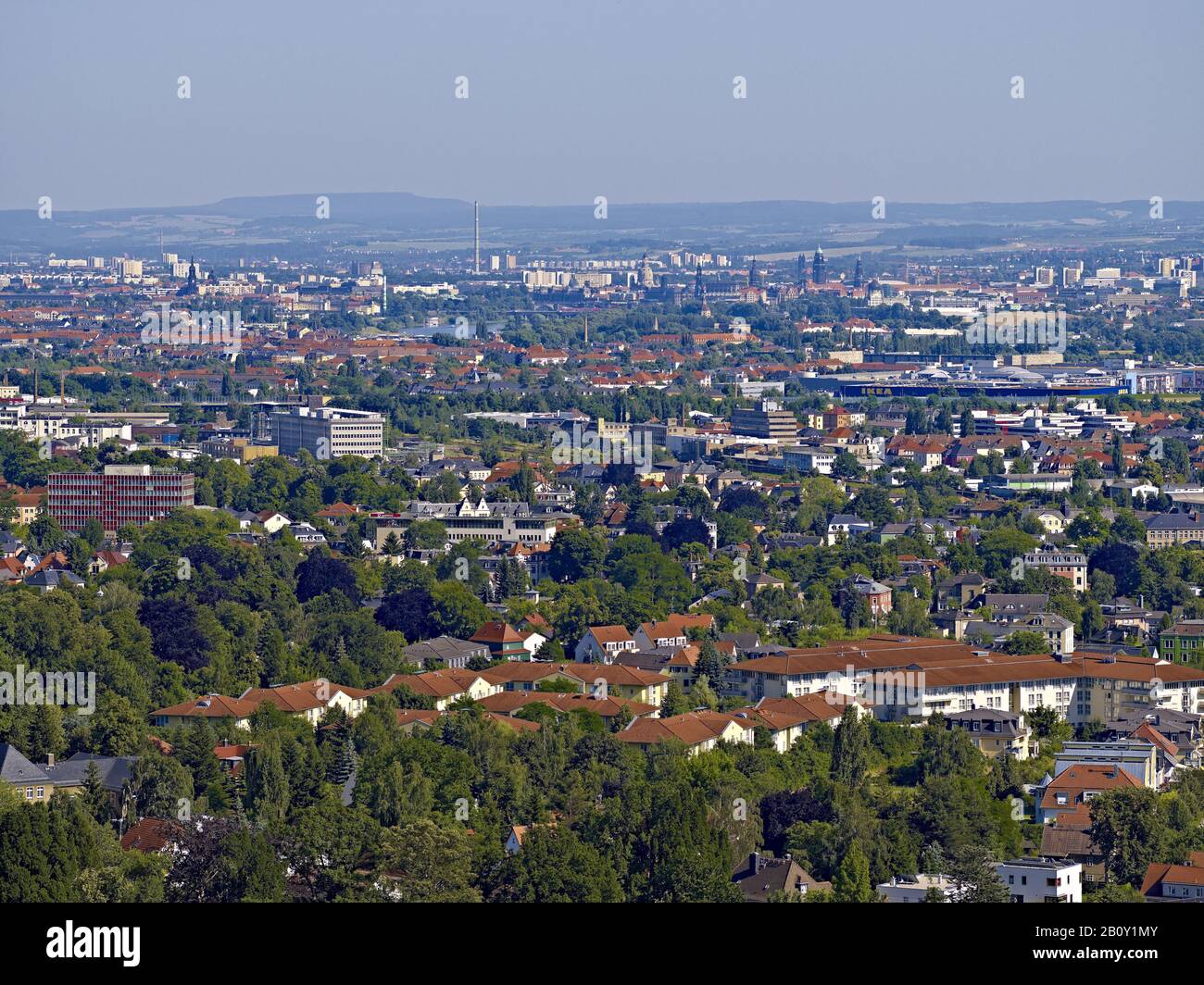 Vista dallo Spitzhaus al centro di Dresda, Sassonia, Germania, Foto Stock