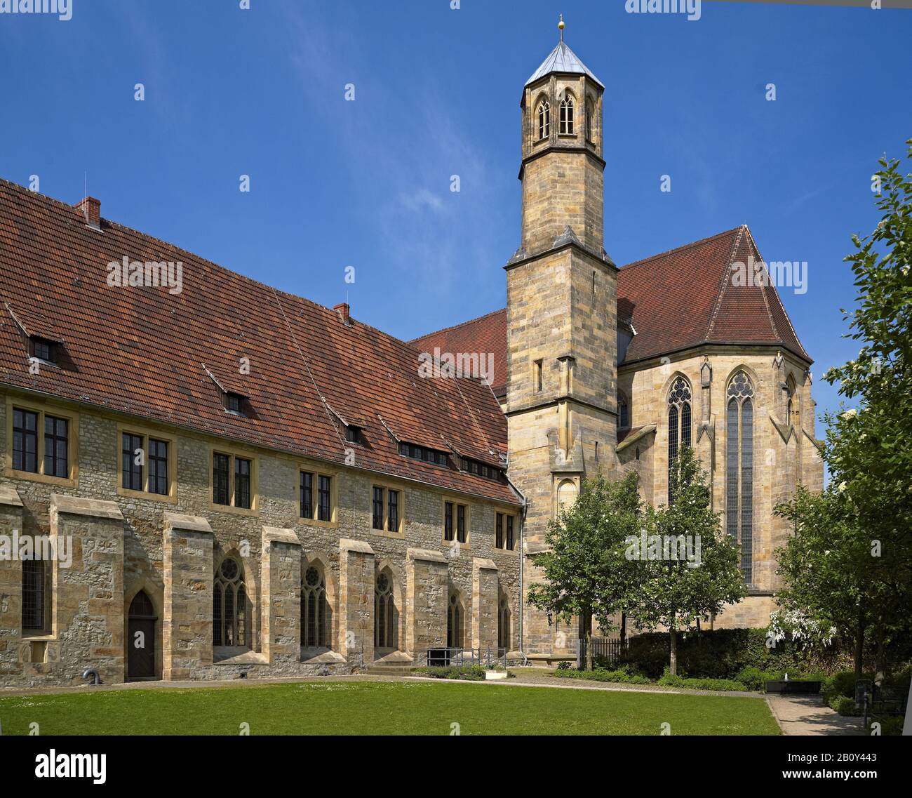 Chiesa predicatrice con estensione del monastero a Erfurt, Turingia, Germania, Foto Stock