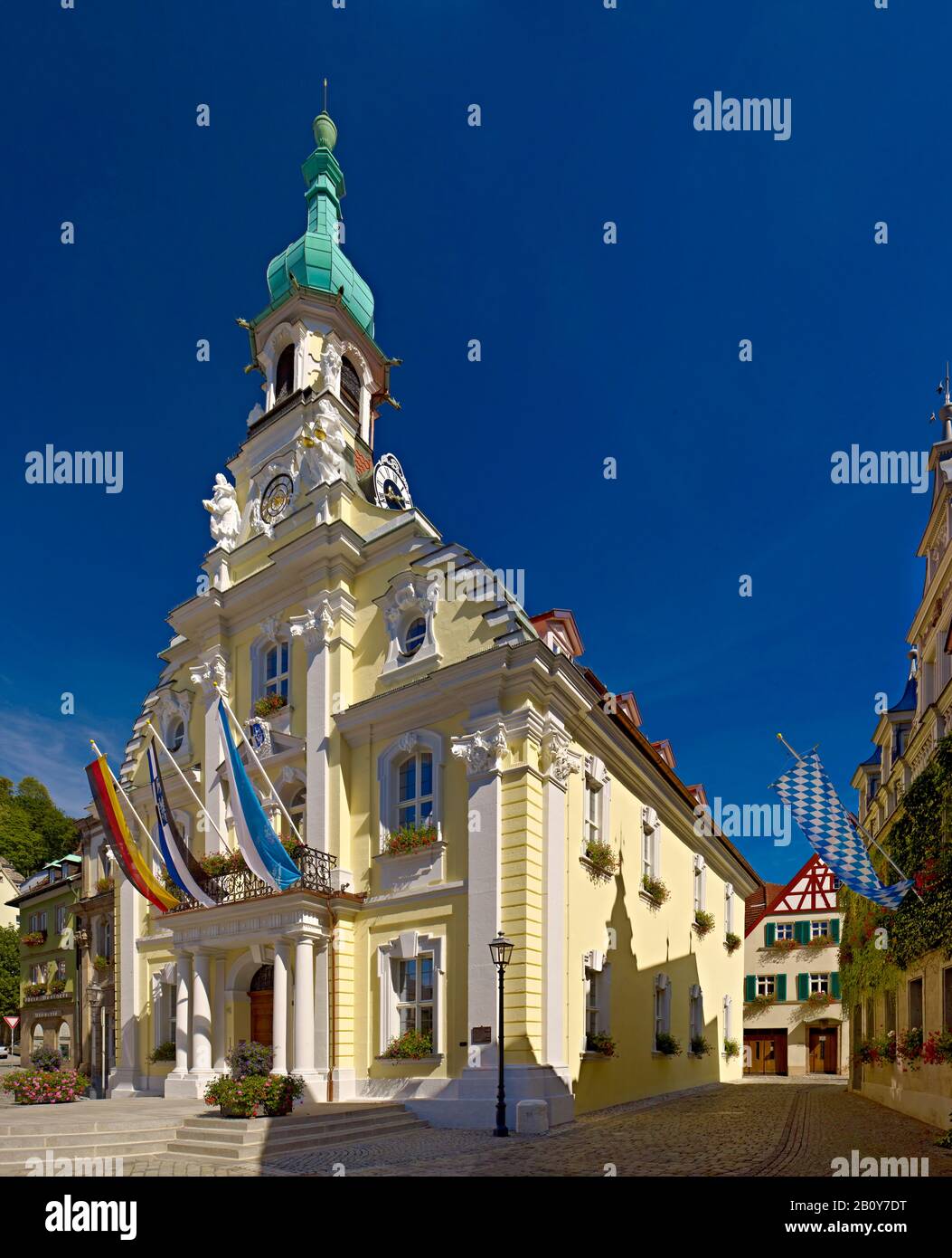 Vecchio municipio alla piazza del mercato di Kulmbach, alta Franconia, Baviera, Germania, Foto Stock