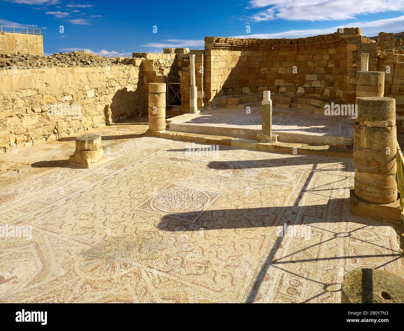 Chiesa di San Nilus nell'insediamento Nabateo di Mammhit in Incentse Street, deserto Negev, Israele, Foto Stock