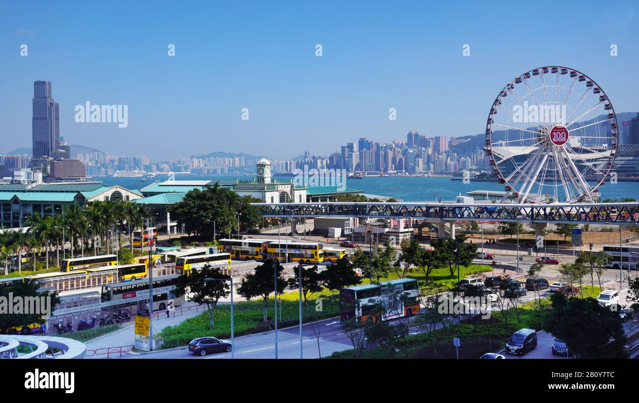 Hong Kong - 24 Novembre 2019 : Victoria Harbour E Central Cityscapes, Hong Kong Foto Stock