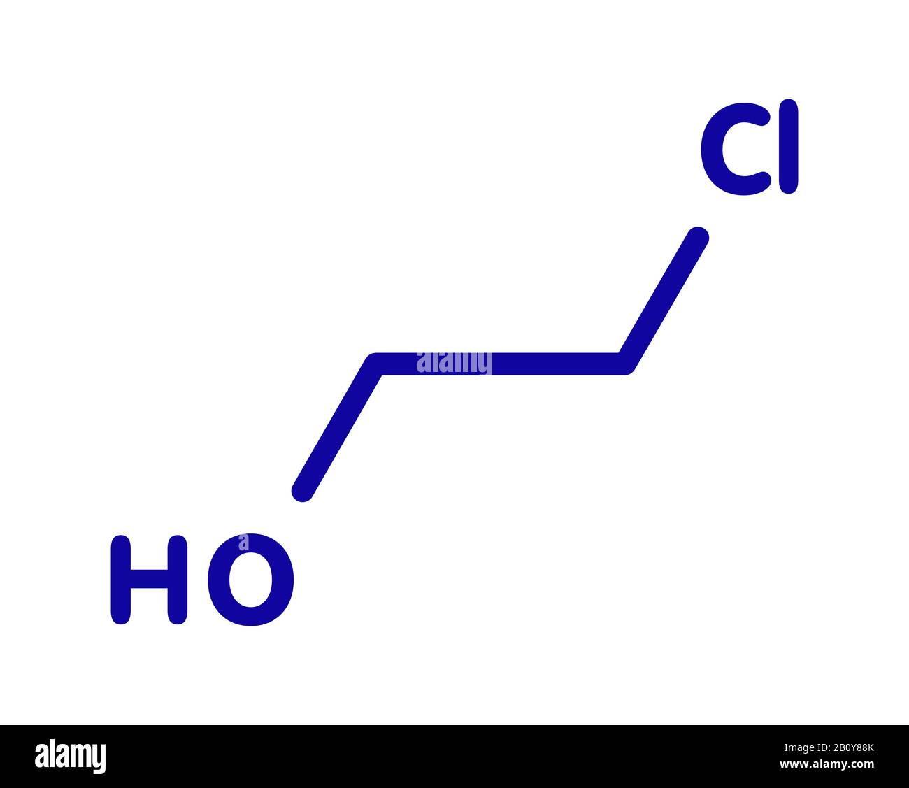 Molecola di cloridrina di etilene, illustrazione Foto Stock
