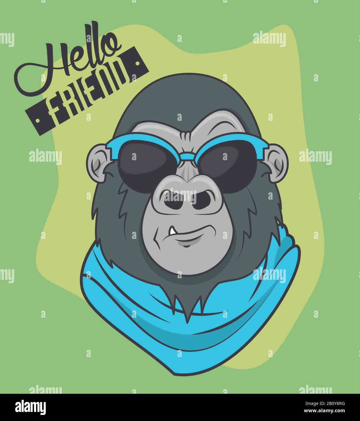 divertente gorilla con occhiali da sole stile cool Illustrazione Vettoriale
