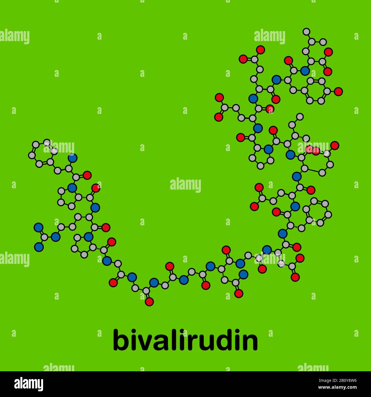 Molecola di farmaco anticoagulante bivalirudina, illustrazione Foto Stock
