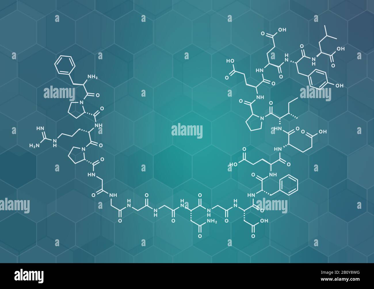Molecola di farmaco anticoagulante bivalirudina, illustrazione Foto Stock