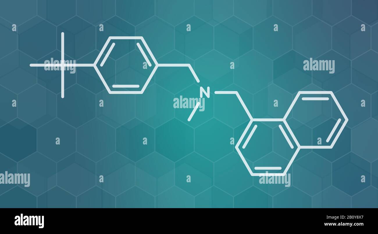 Molecola di farmaco antifungino Butenafine, illustrazione Foto Stock