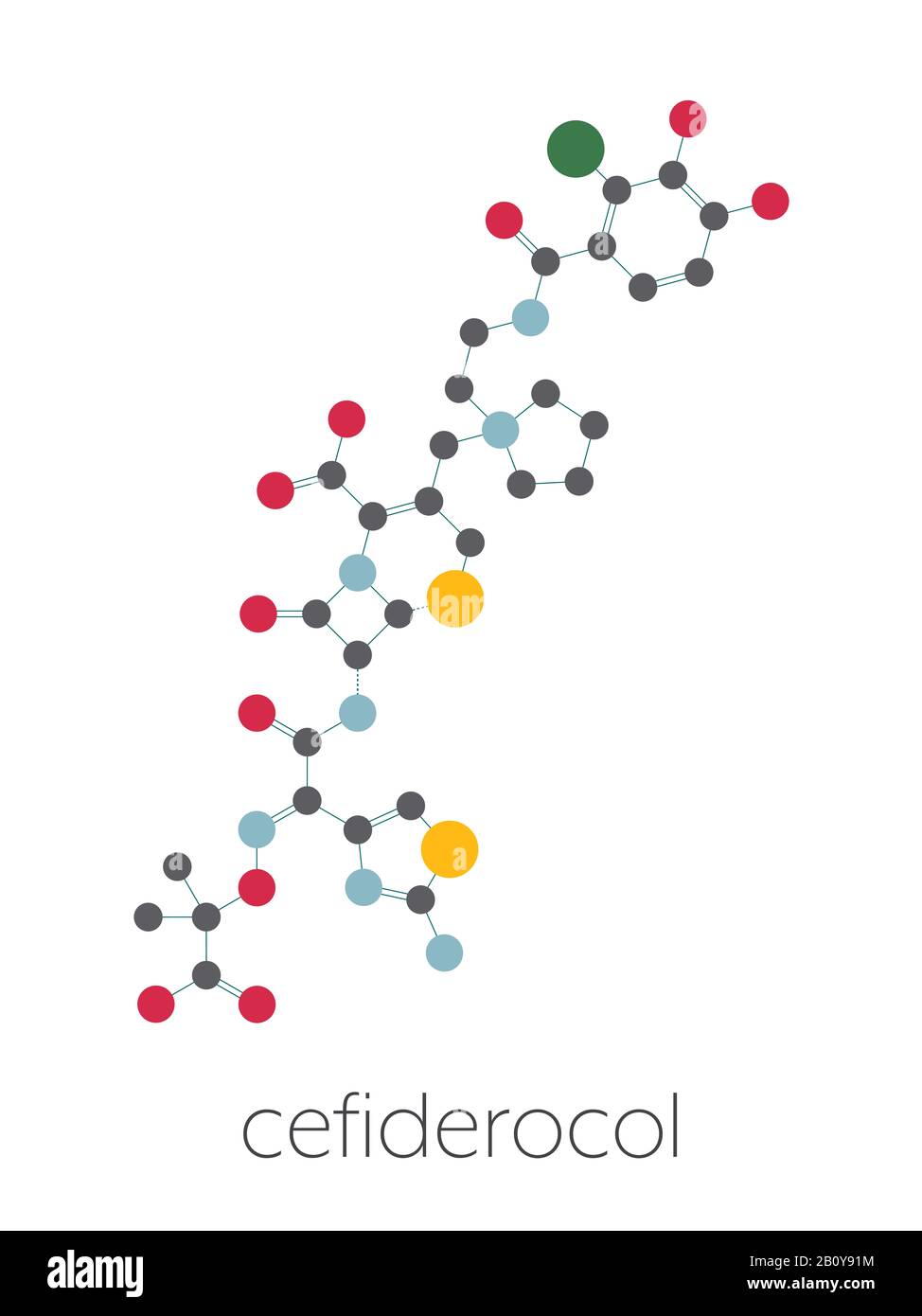 La molecola di farmaco antibiotico Cefiderocol, illustrazione Foto Stock