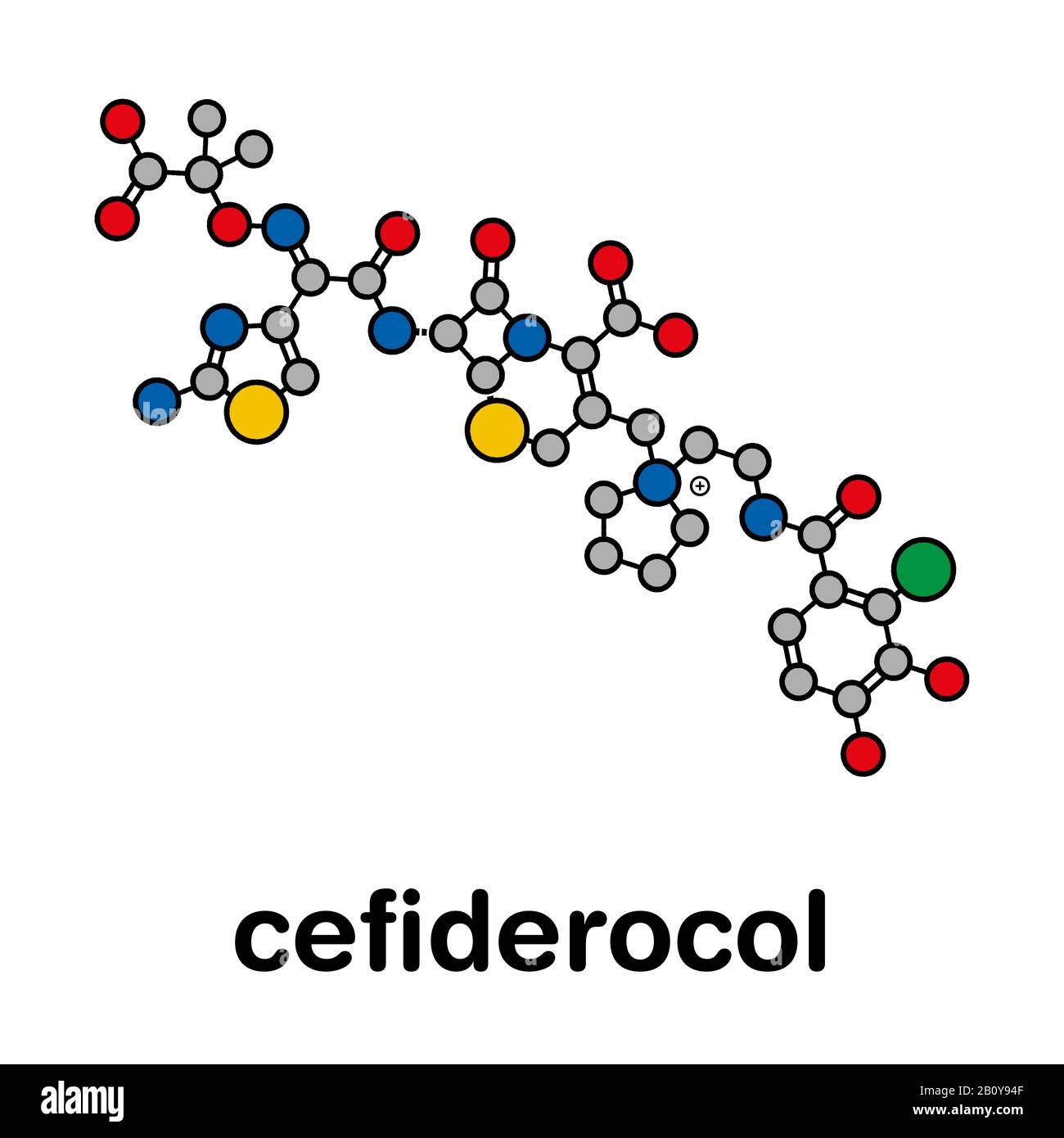 La molecola di farmaco antibiotico Cefiderocol, illustrazione Foto Stock