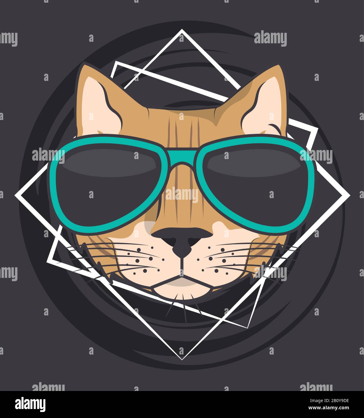 gatto divertente con occhiali da sole stile cool Illustrazione Vettoriale