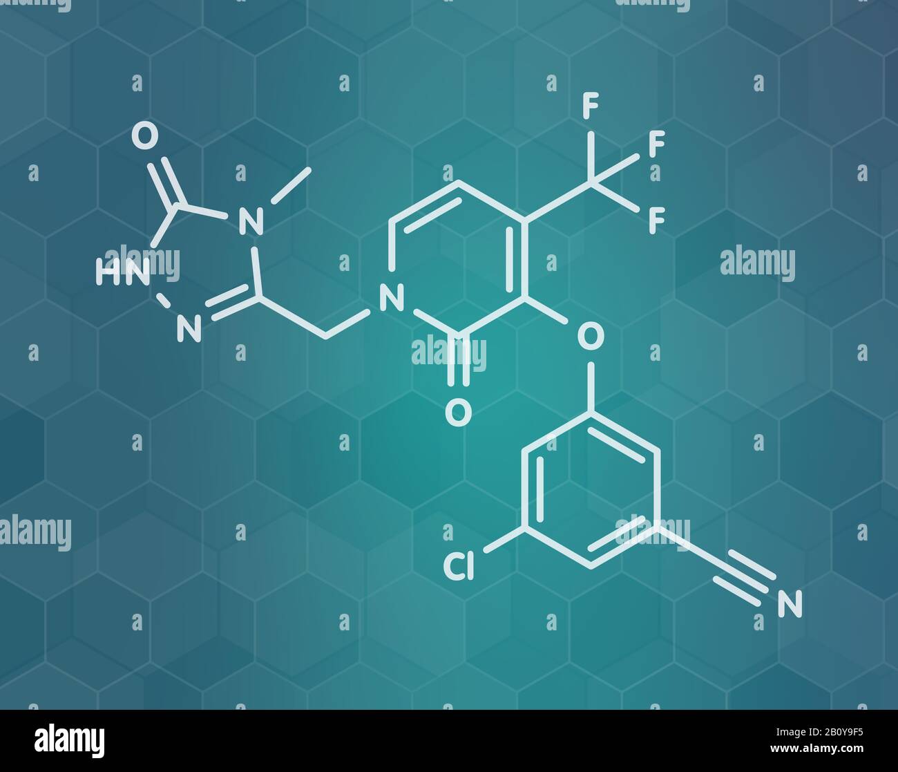 Doravirine molecola di farmaco HIV, illustrazione Foto Stock