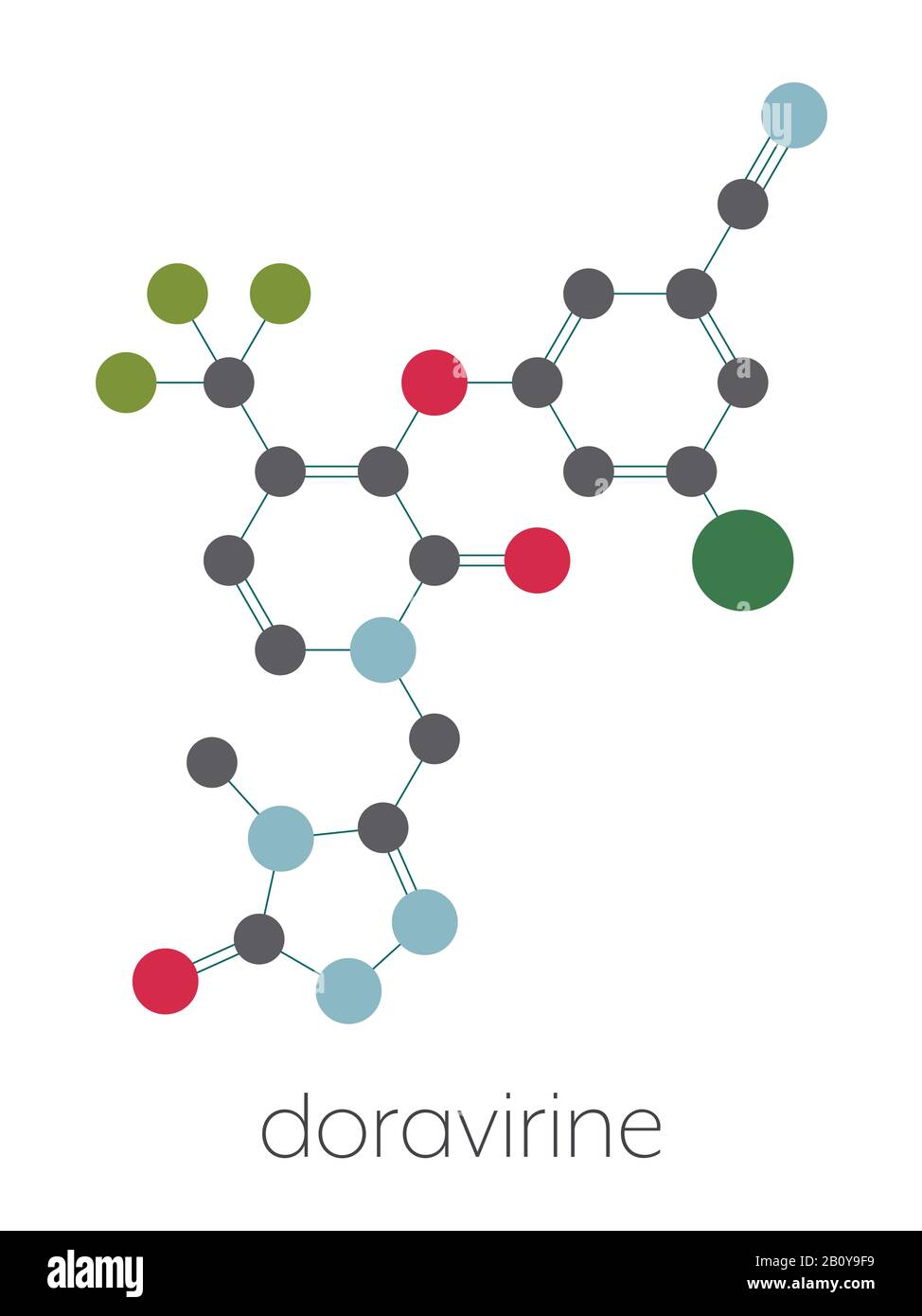 Doravirine molecola di farmaco HIV, illustrazione Foto Stock