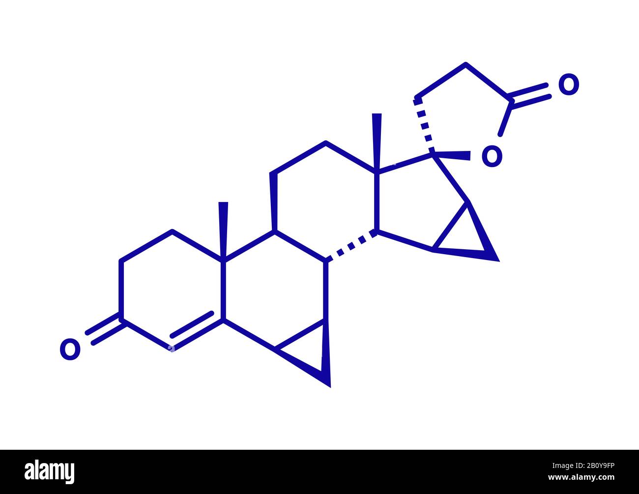 Molecola di farmaco contraccettivo Drospirenone, illustrazione Foto Stock