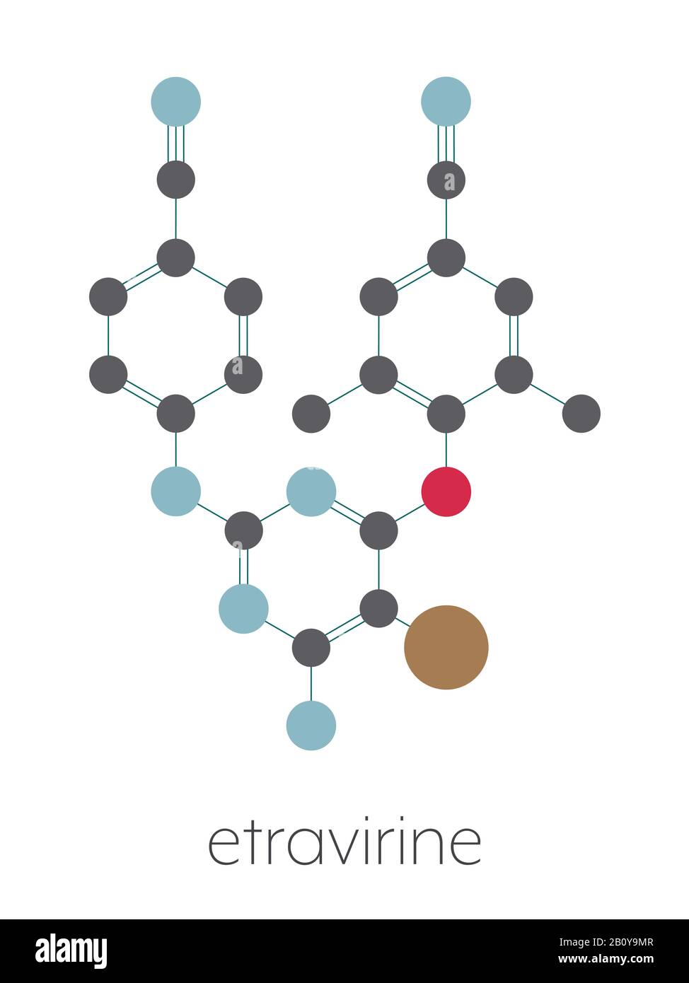 Etravirina molecola di farmaco HIV, illustrazione Foto Stock