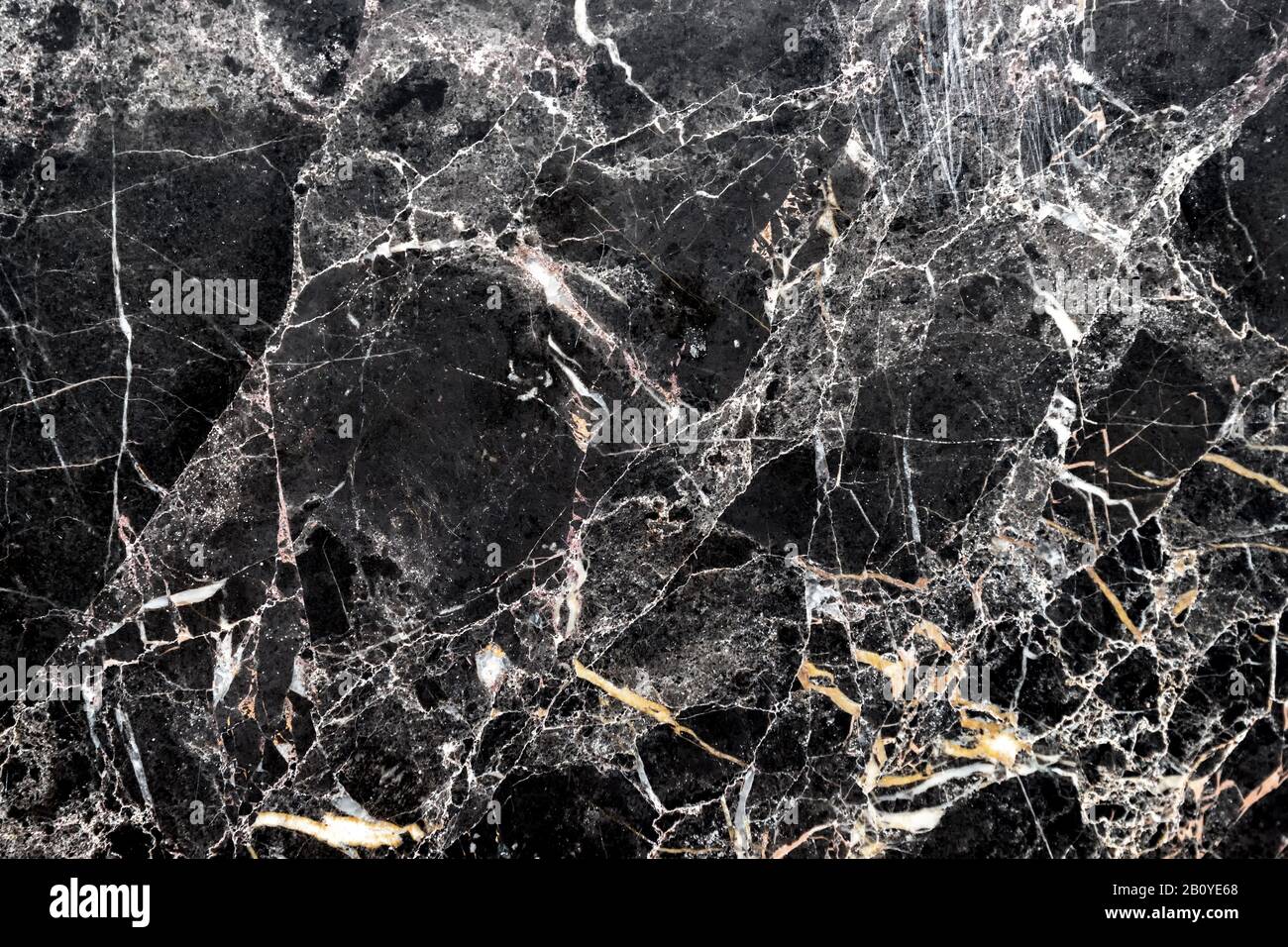 Un pezzo di marmo bianco e nero lucido. Il marmo è pietra naturale, non una piastrella artificiale. Foto Stock
