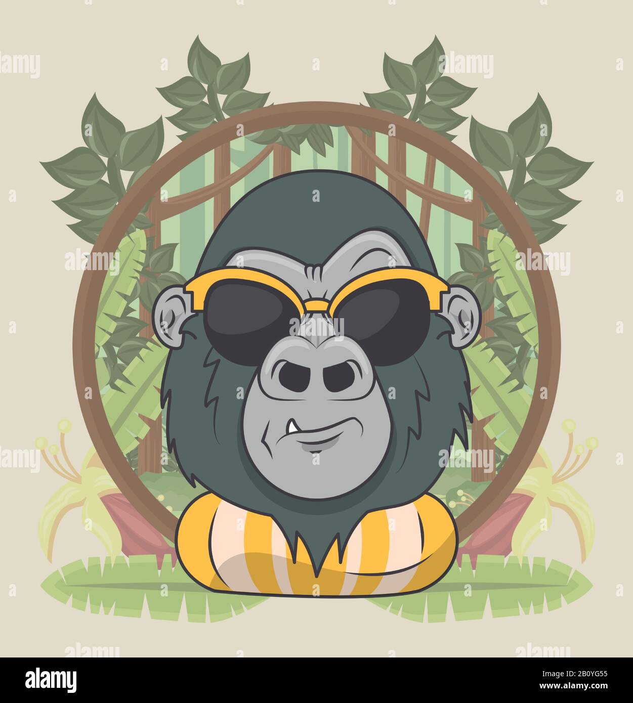 divertente gorilla con occhiali da sole stile cool Illustrazione Vettoriale
