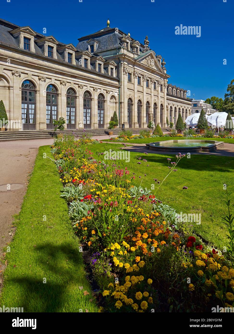 Orangerie nel giardino del palazzo a Fulda, Hessen, Germania, Foto Stock