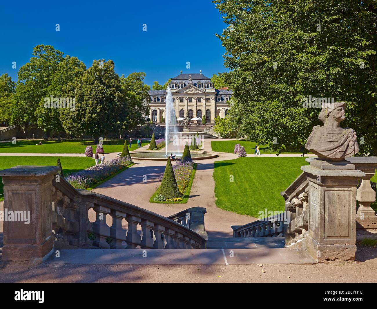 Giardino del palazzo con orangeria a Fulda, Hessen, Germania, Foto Stock