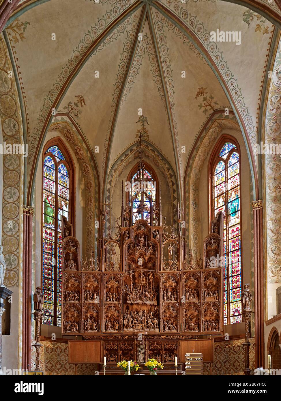 Bordesholm altare scolpito nella Cattedrale di San Pietro nello Schleswig, Schleswig-Flensburg, Schleswig-Holstein, Germania, Foto Stock