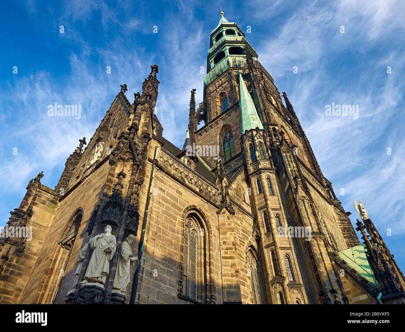 Marienkirche è anche cattedrale di Zwickau con Lutero e Melanchthon, Sassonia, Germania, Foto Stock