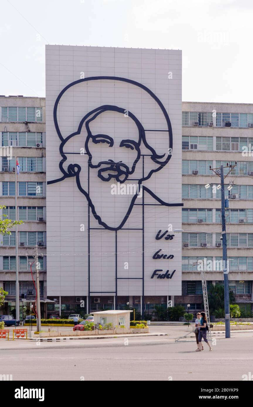 Foto di Camilo Cienfuegos a Plaza de la Revolucion, l'Avana, Cuba, Caraibi, Foto Stock