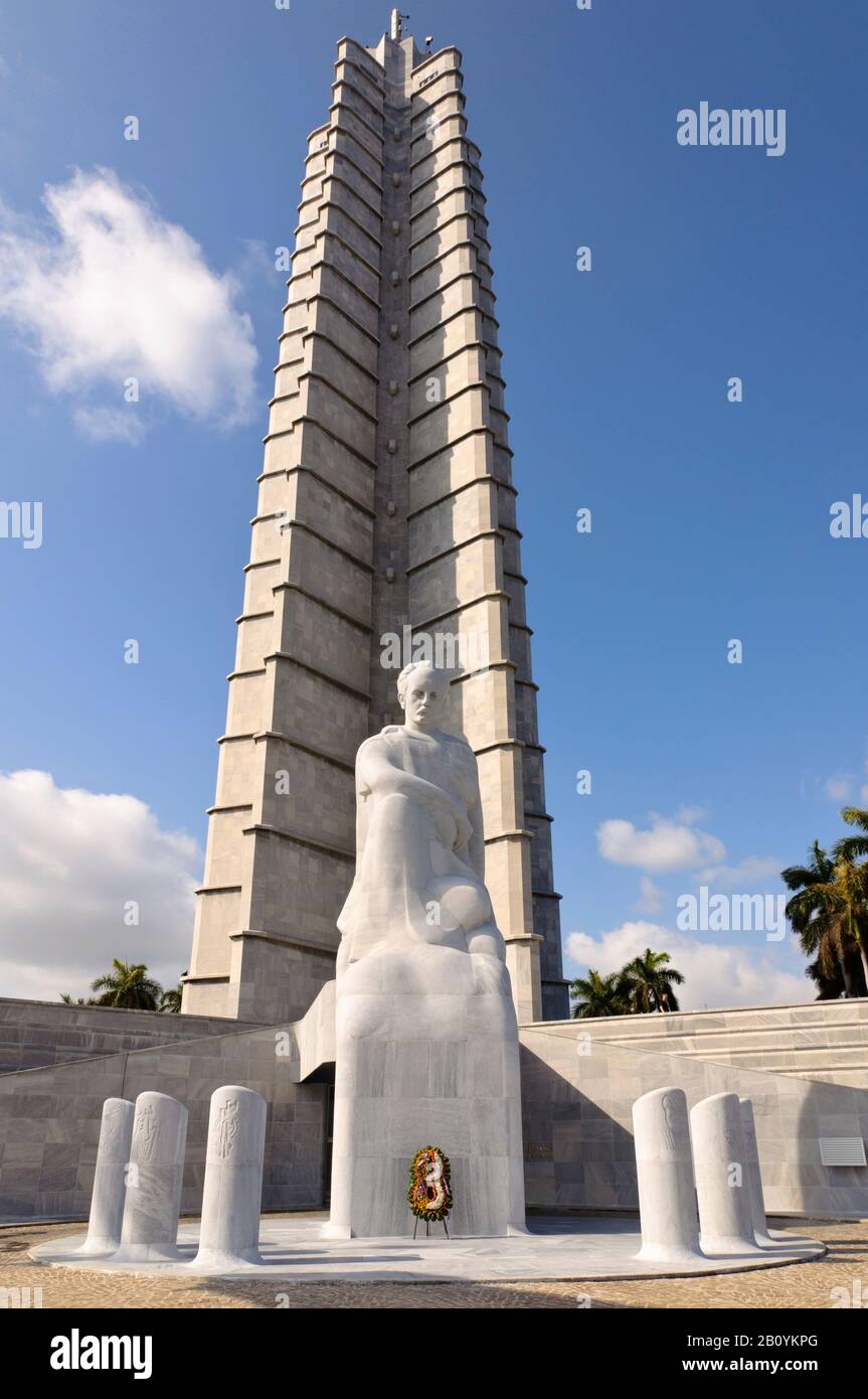 José Martí memoriale a Plaza de la Revolucion, l'Avana, Cuba, Caraibi, Foto Stock