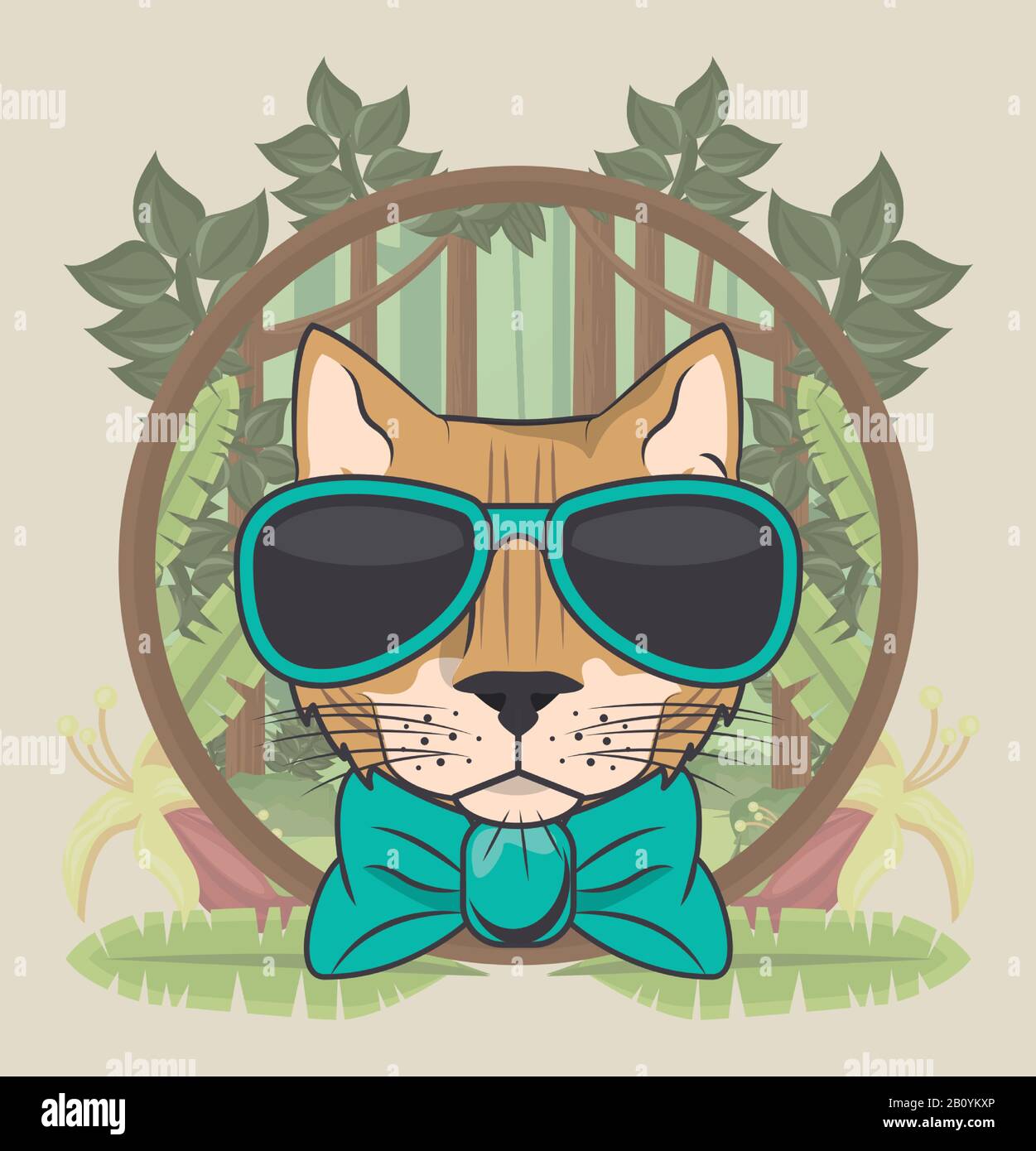 gatto divertente con occhiali da sole stile cool Illustrazione Vettoriale