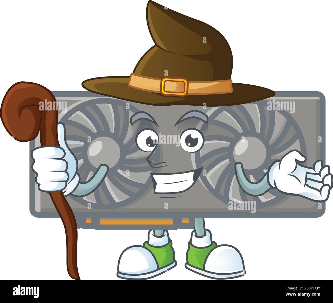 Una simpatica scheda VGA di gioco eseguita come strega sul palco Illustrazione Vettoriale