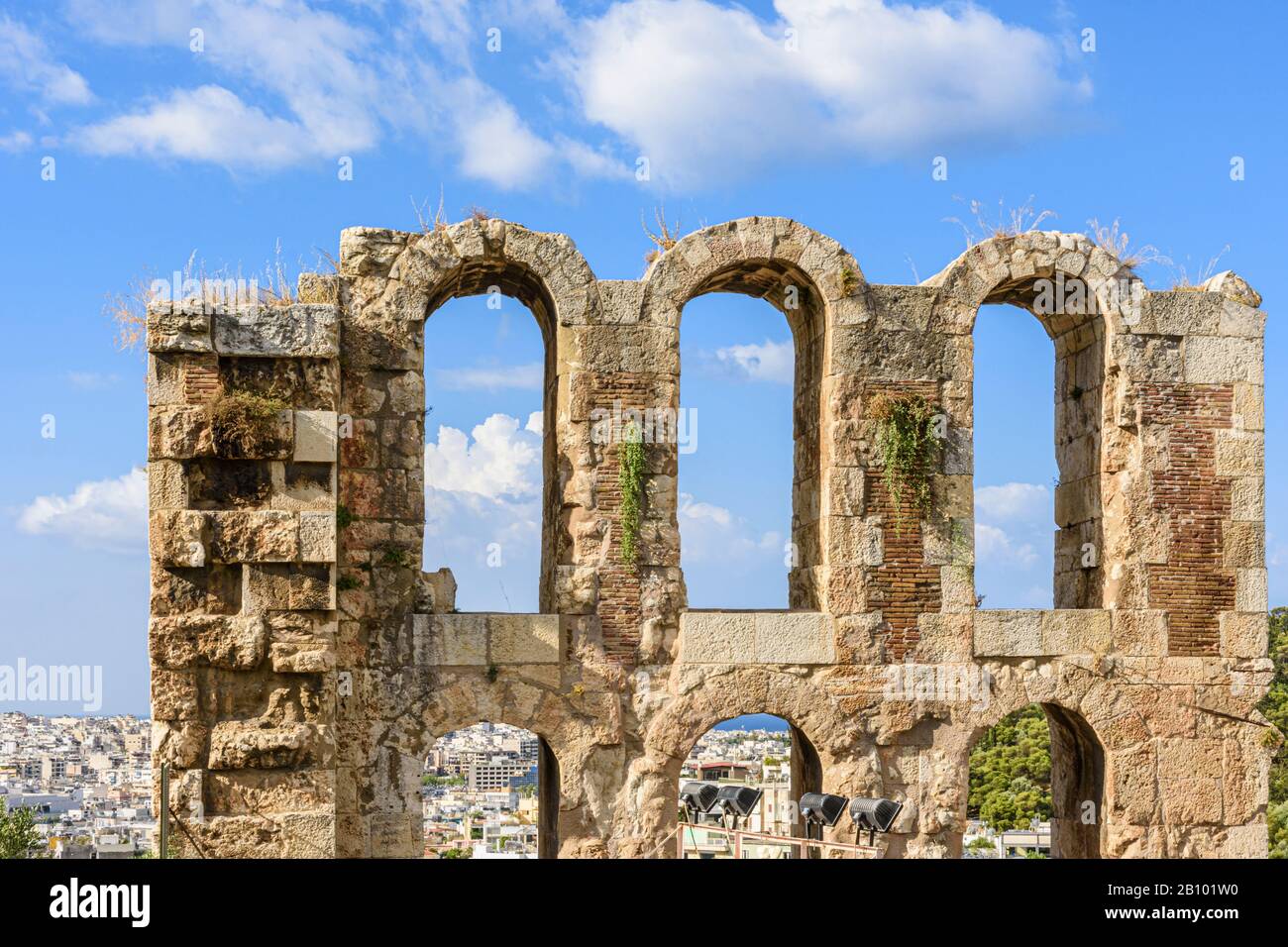 Dettaglio dell'Odeon di Herodes Atticus, Atene, Grecia Foto Stock