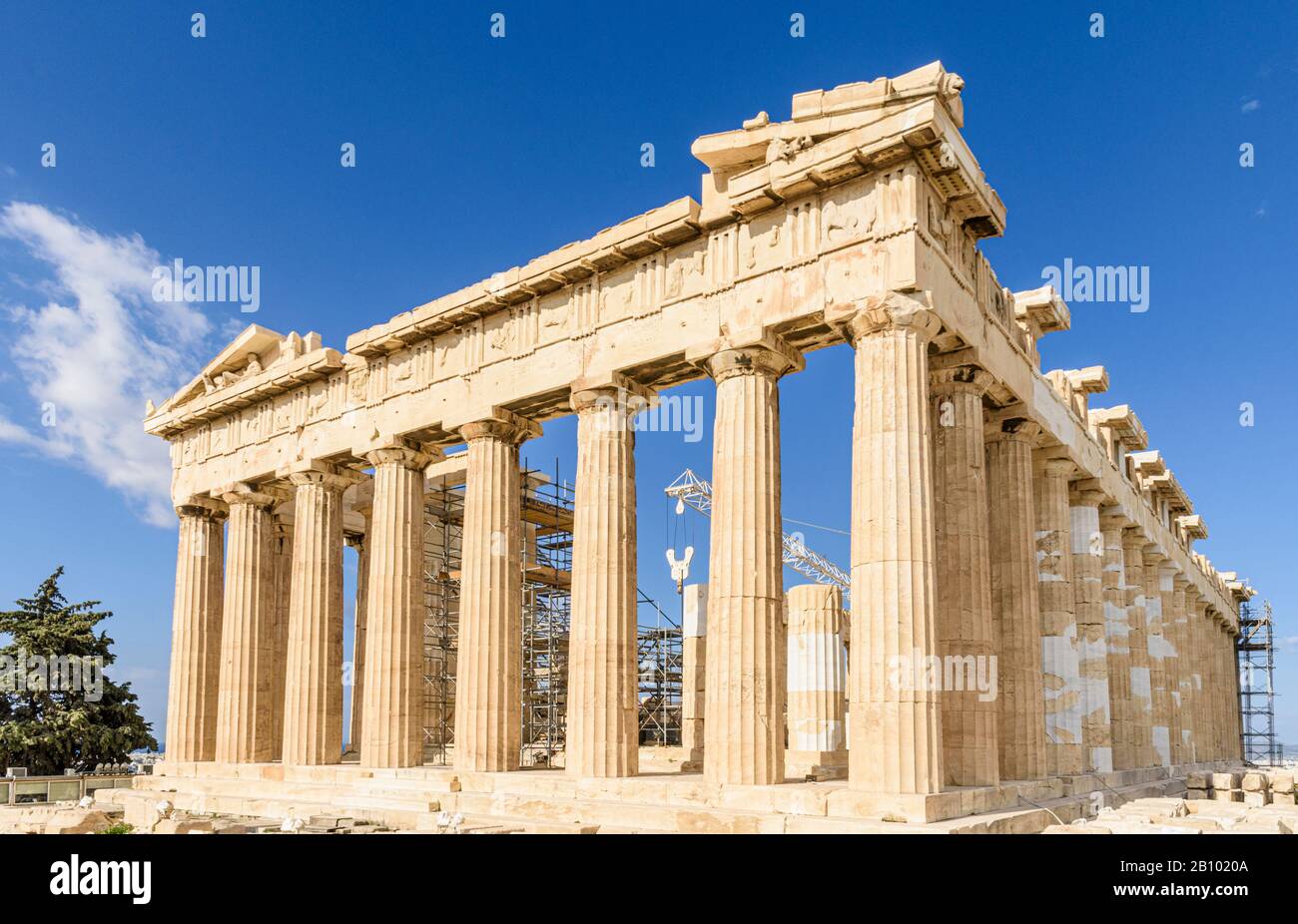 Facciata orientale del Partenone presso l'Acropoli, Atene, Grecia Foto Stock