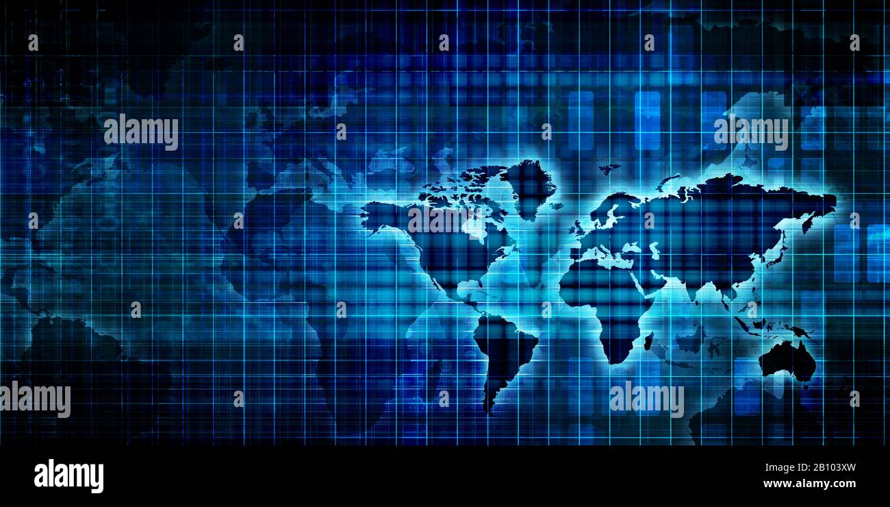 Tecnologia Internet di affari in tutto il mondo come Concetto Foto Stock