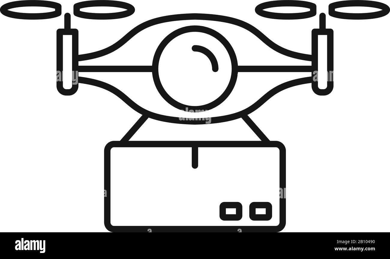 Icona consegna drone di sicurezza. Icona del vettore di consegna dei droni per la progettazione Web isolata su sfondo bianco Illustrazione Vettoriale