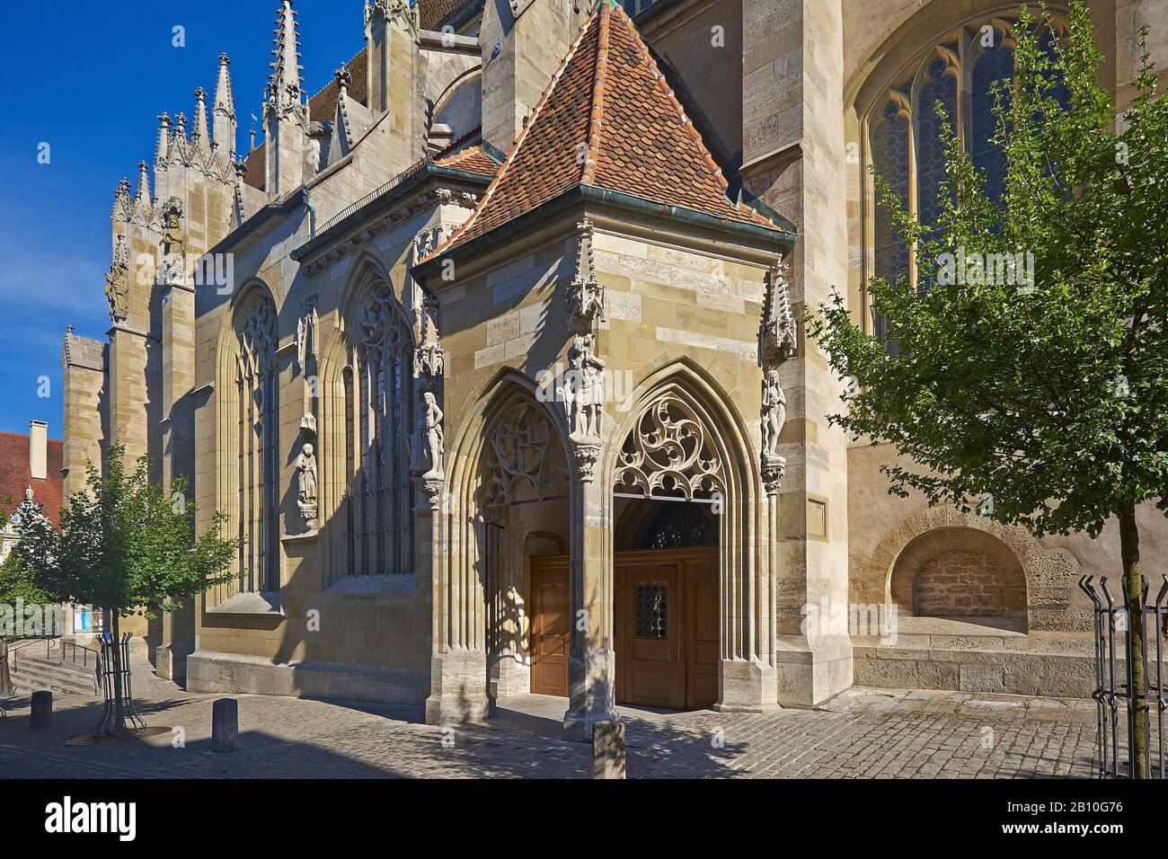 Portale sud di Petrikirche Rothenburg ob der Tauber, Baviera, Germania Foto Stock