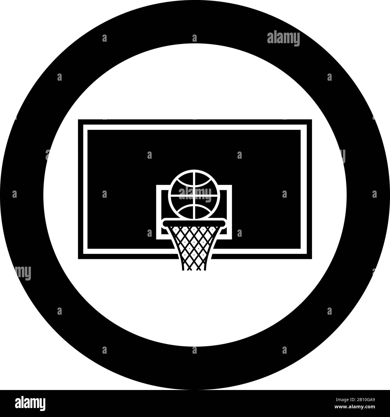 Cerchio di basket e palla Backboard e griglia basket icona in cerchio rotondo nero colore vettore illustrazione piatto stile semplice immagine Illustrazione Vettoriale