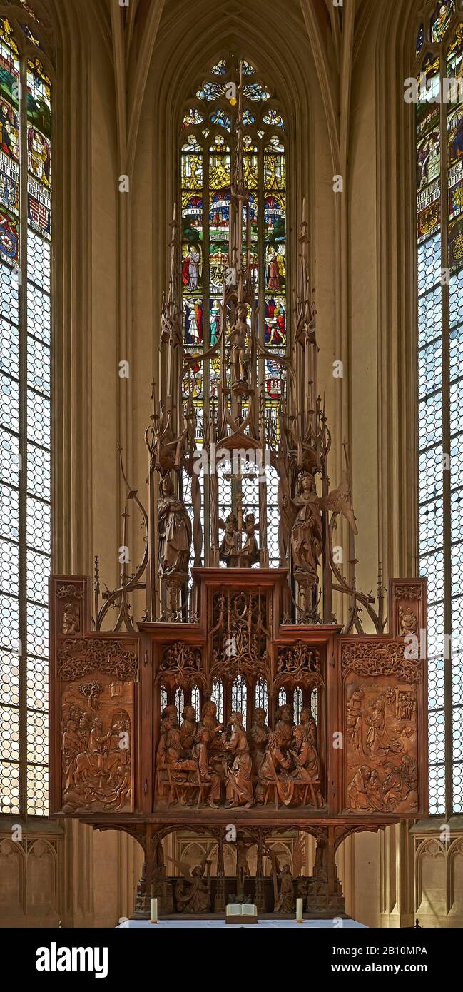 Altare Del Santo Sangue, San Giacomo, Rothenburg Ob Der Tauber, Franconia Centrale, Baviera, Germania Foto Stock