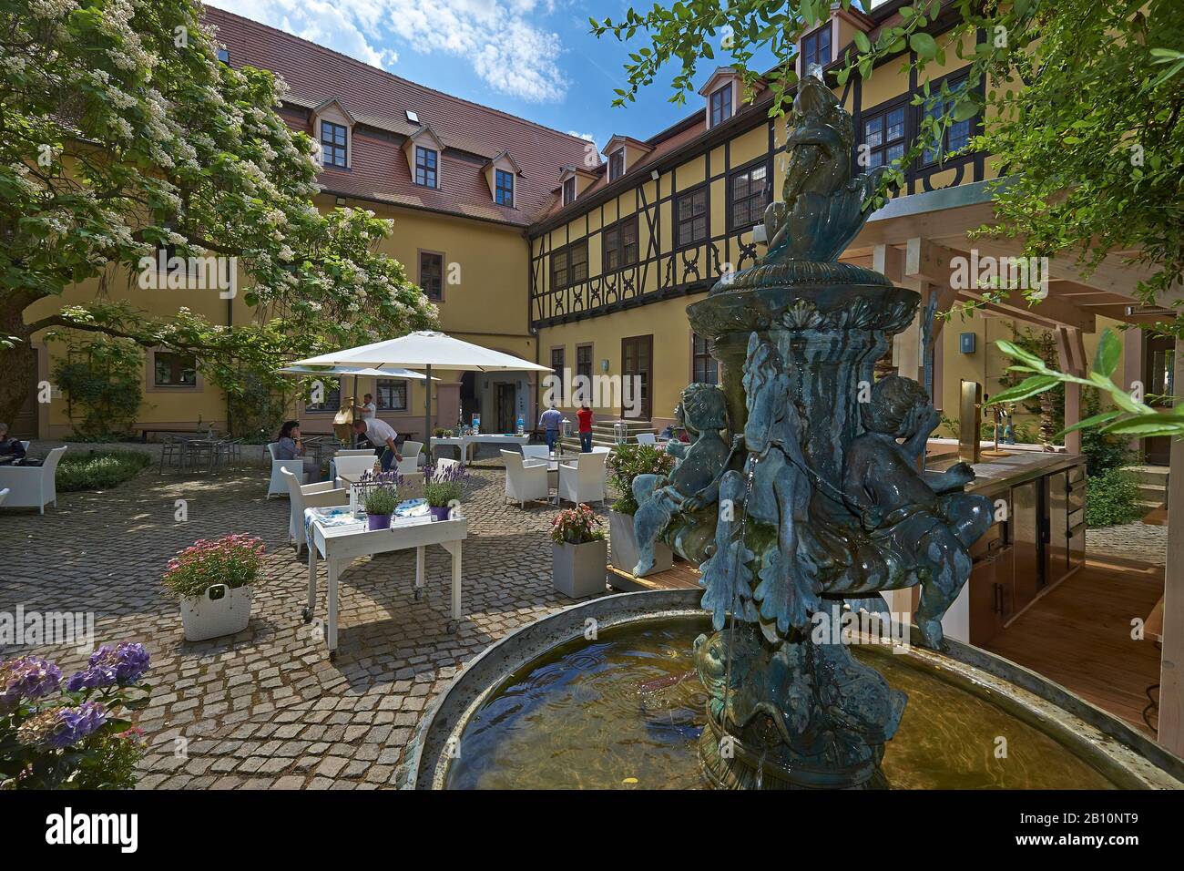 Cortile della casa Handel a Halle / Saale, Sassonia-Anhalt, Germania Foto Stock