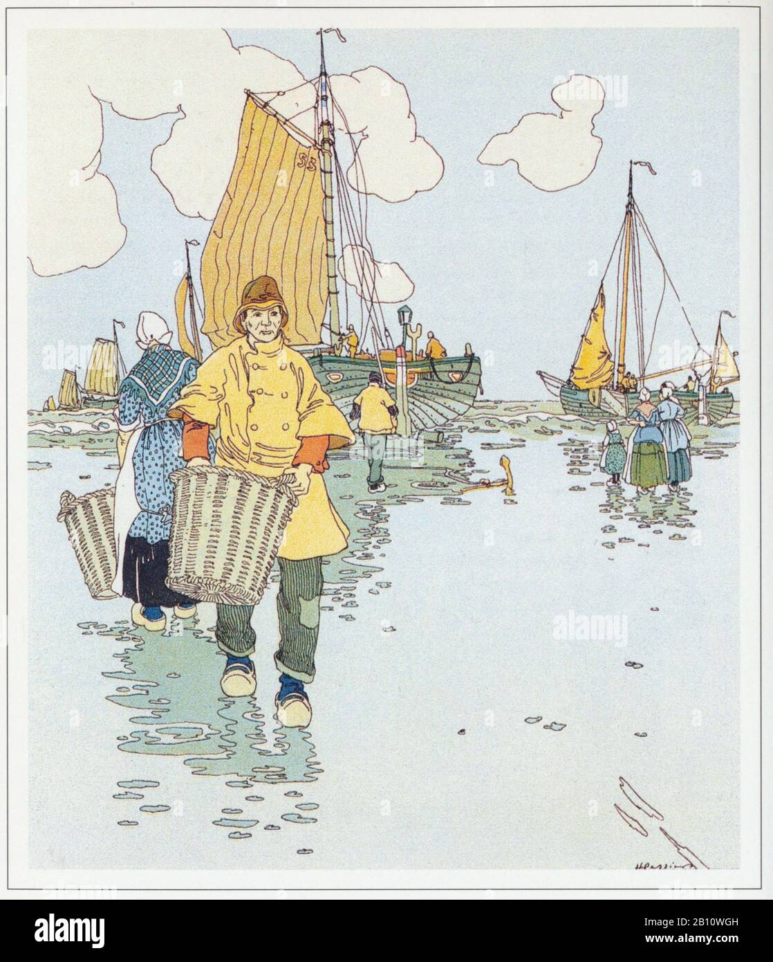 Scheveningen - Illustrazione Di Henri Cassiers (1858 - 1944) Foto Stock