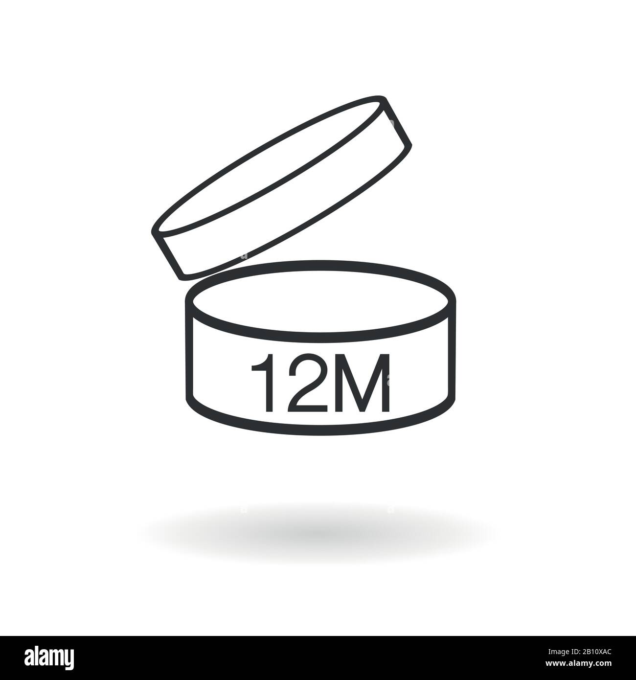 Periodo dopo l'apertura PAO simbolo. Durata utile dei prodotti cosmetici dopo la confezione è aperta segno. Disegno nero icona della pentola con numero di mesi che rappresentano il miglior prima data. Illustrazione Vettoriale