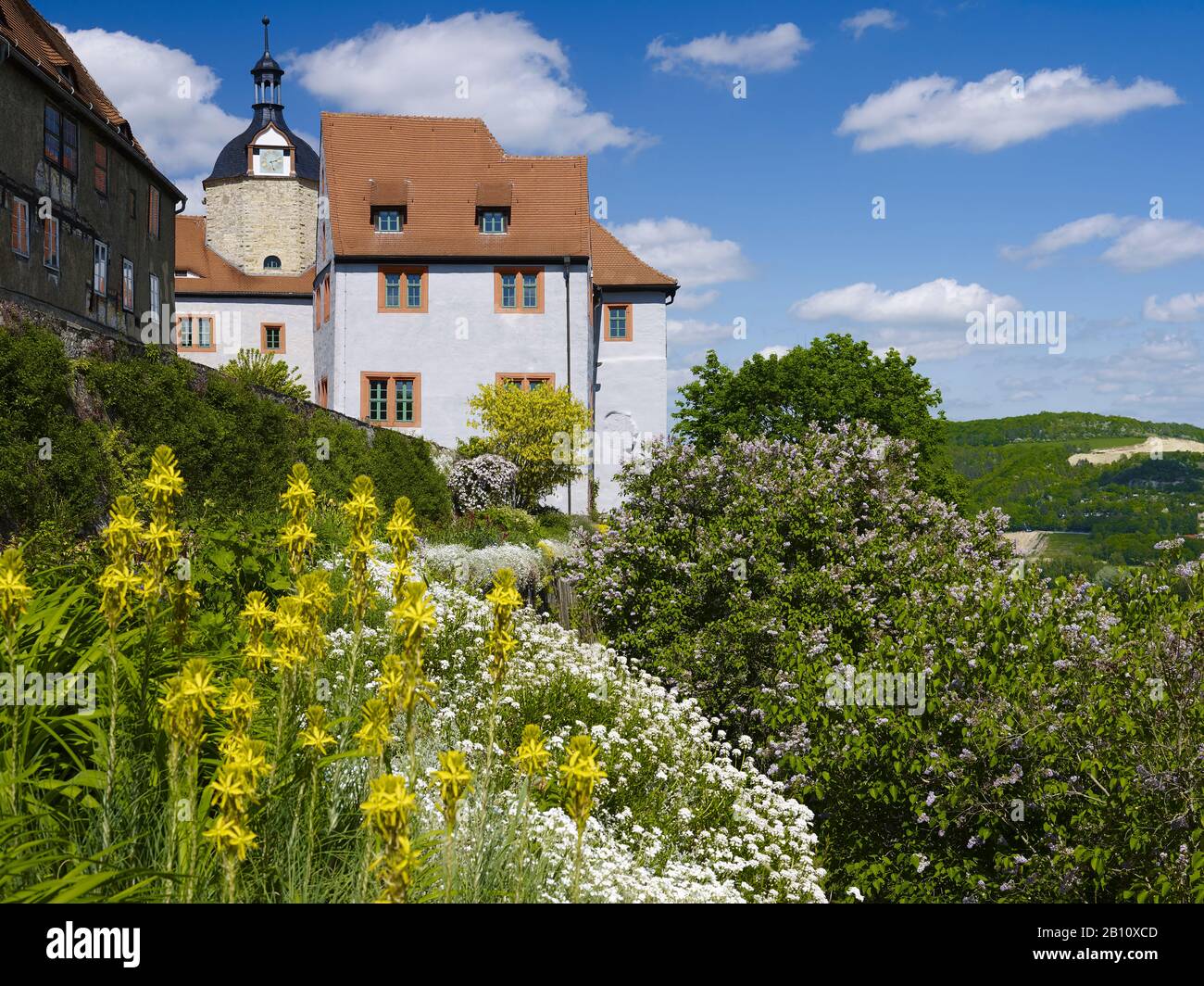 Antico castello con terrazza giardino a Dornburg, Turingia, Germania Foto Stock