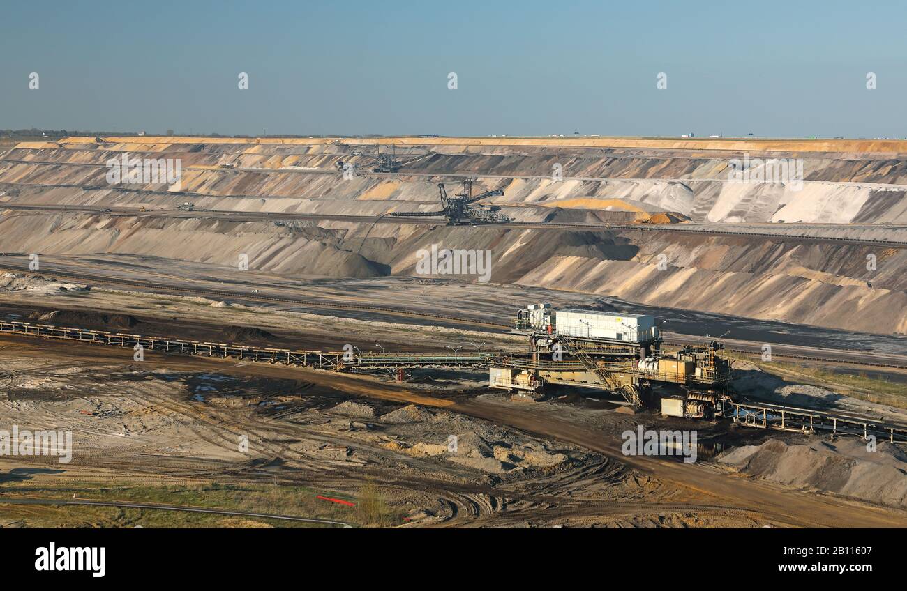 Vista dallo Skywalk alla miniera di carbone marrone Garzweiler, Germania, Nord Reno-Westfalia, Jackerath Foto Stock