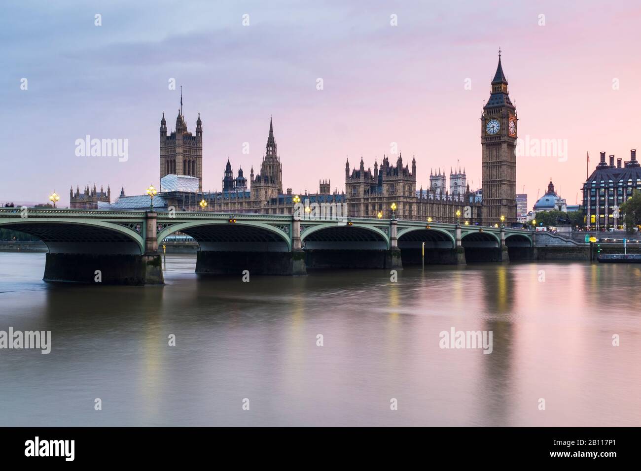Westminster Bridge, Palace Of Westminster E Big Ben, Londra, Regno Unito Foto Stock